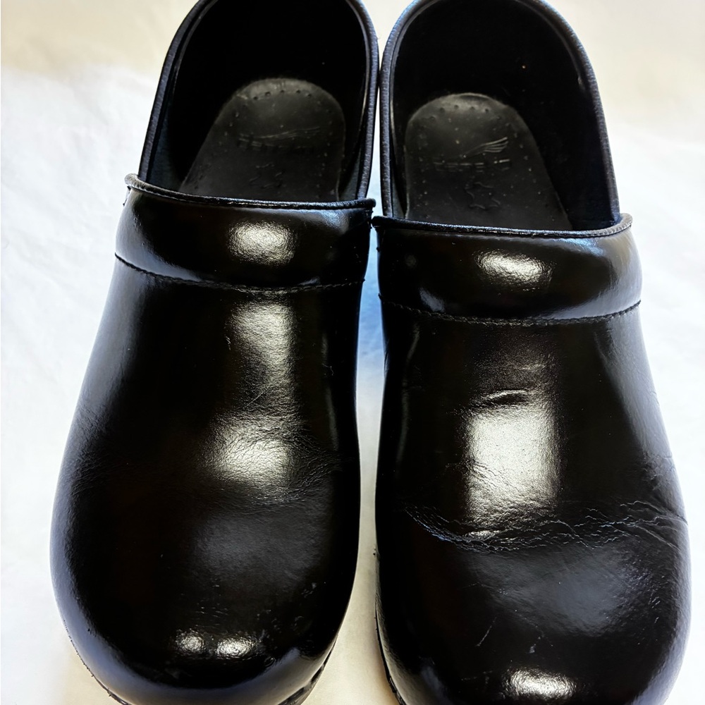 Dansko Women's Black Leather Clogs